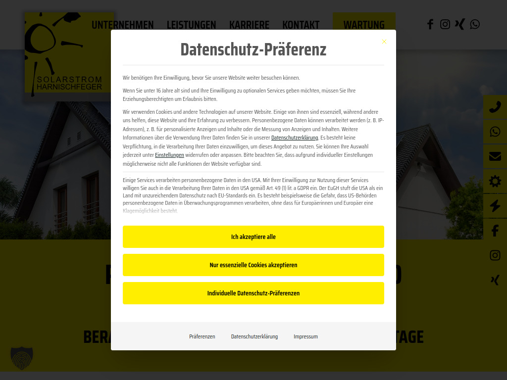 Website von Solarstrom Harnischfeger GmbH in Jossgrund