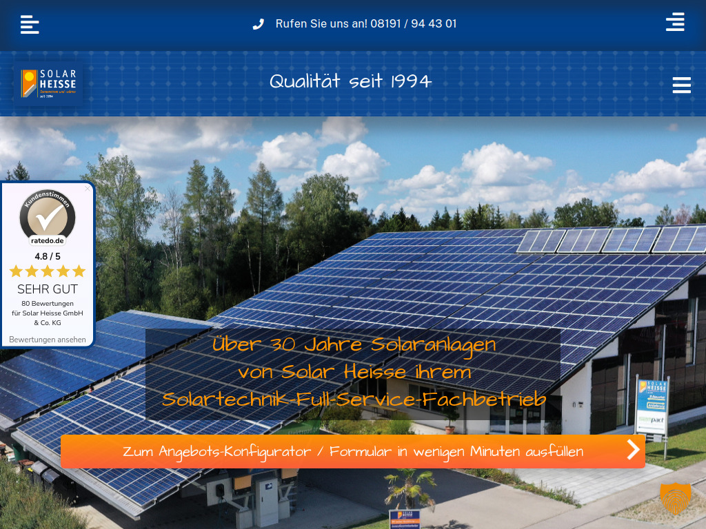 Website von Solar Heisse GmbH & Co. KG in Landsberg am Lech