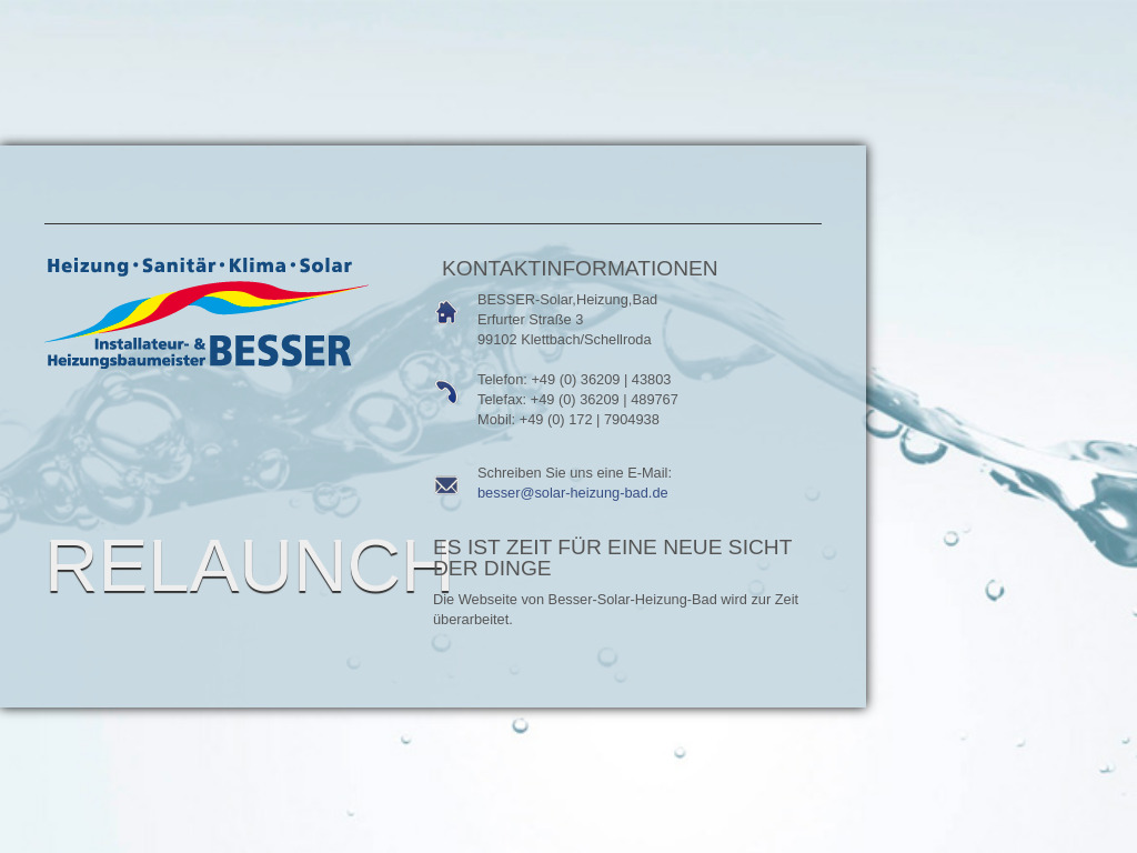 Website von BESSER-Solar,Heizung,Bad in Klettbach