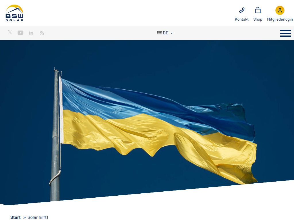 Website von BSW - Bundesverband Solarwirtschaft e.V. in Berlin