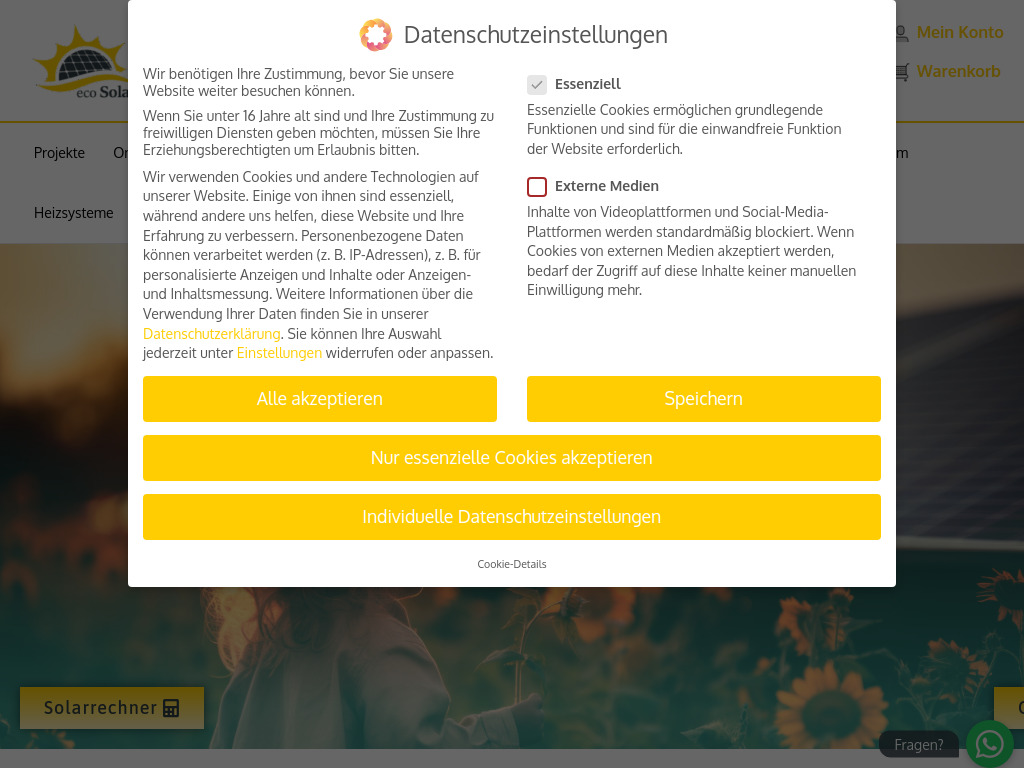 Website von eco SolarHome GmbH in St. Gallen