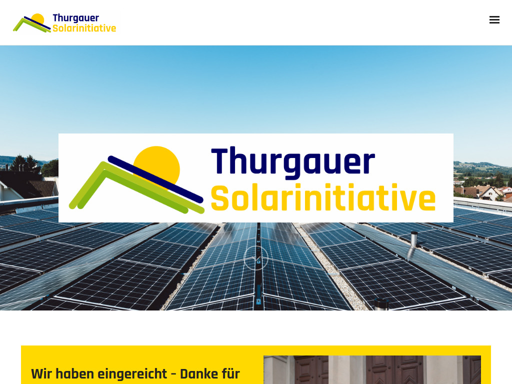 Website von Solar-Initiative Thurgau in Nichtwohngebäude sollen spätestens bis Ende