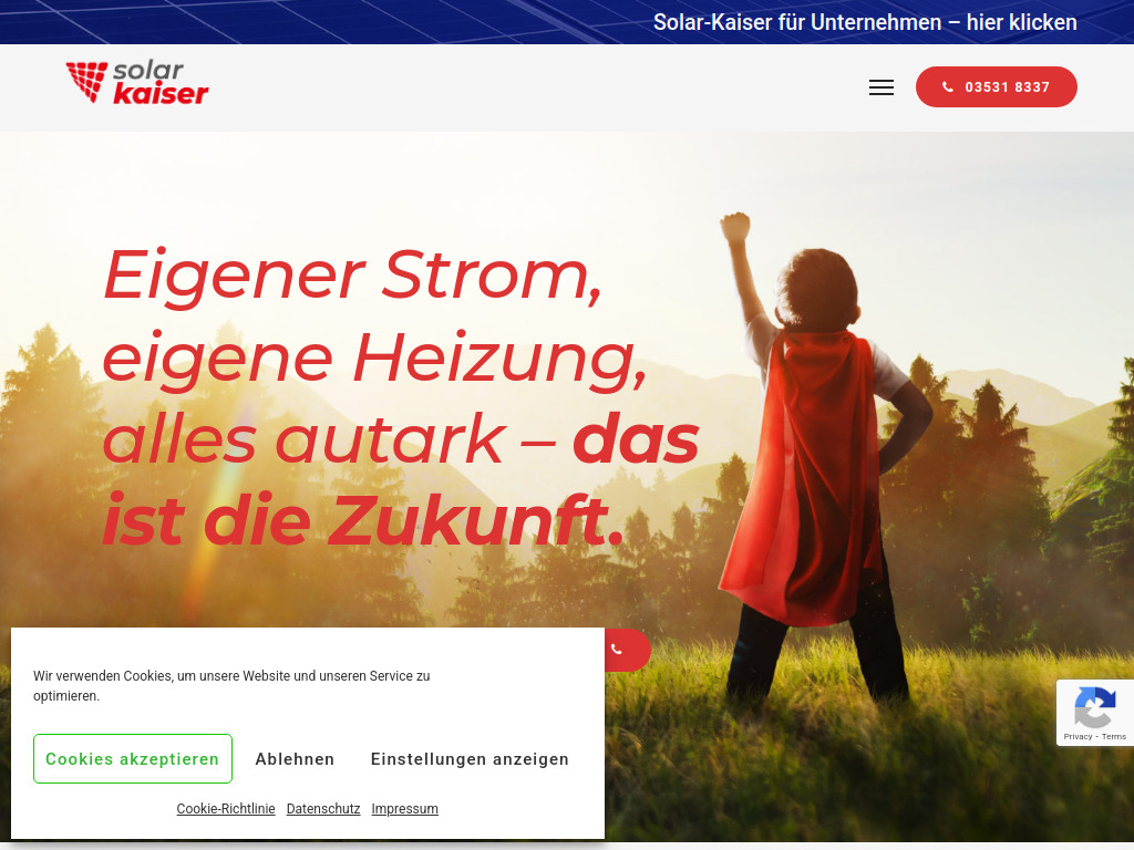 Website von Solar Kaiser GmbH in Finsterwalde