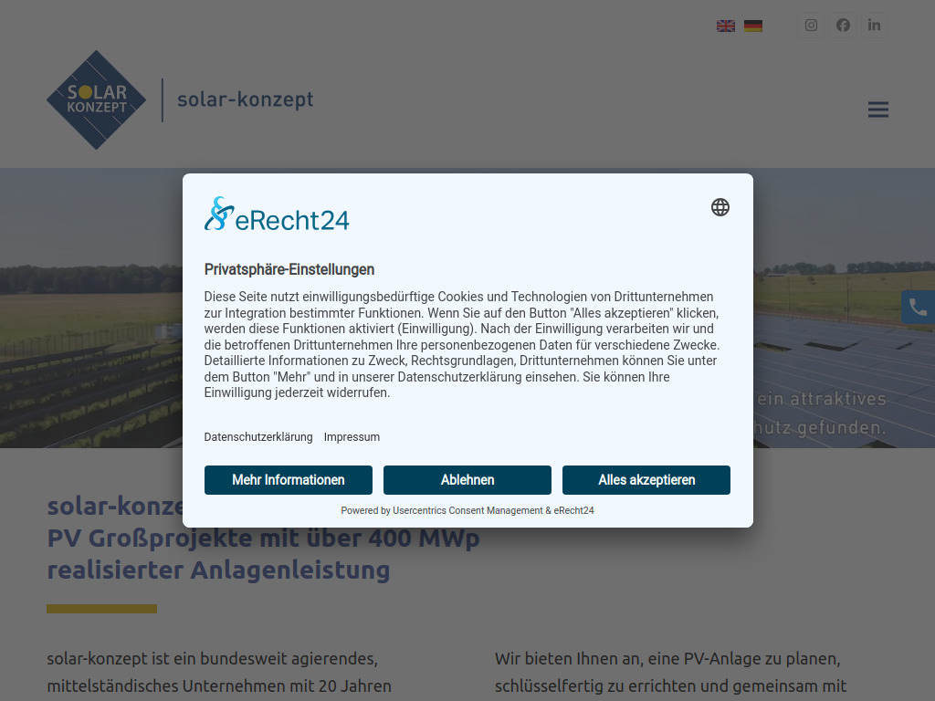 Website von solar-konzept GmbH in Hamburg