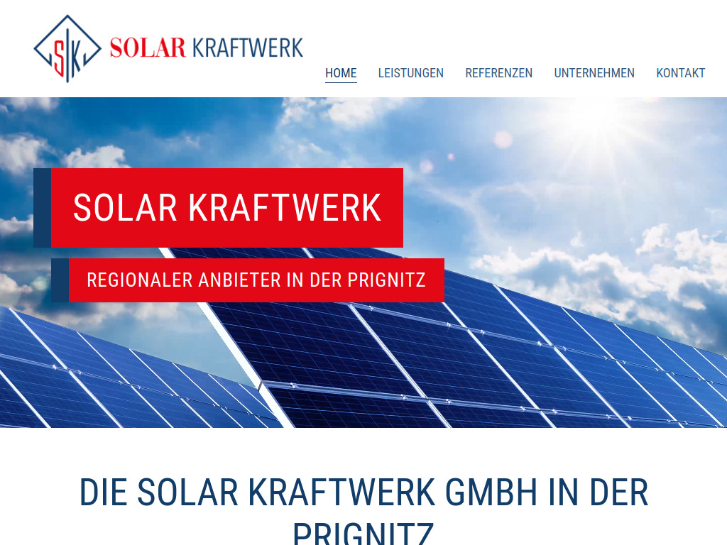 Website von Solar Kraftwerk GmbH in Putlitz