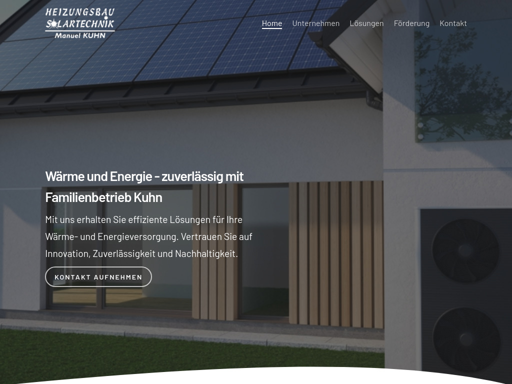Website von Heizungsbau Solartechnik Kuhn e.U. in Warnungs