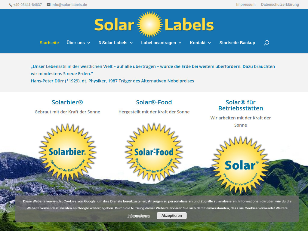 Website von Solarbier Innovations- und Marketinggesellschaft GbR in Pfaffenhofen an der Ilm