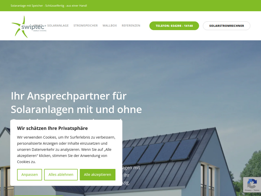 Website von swiptec GmbH in Leipzig