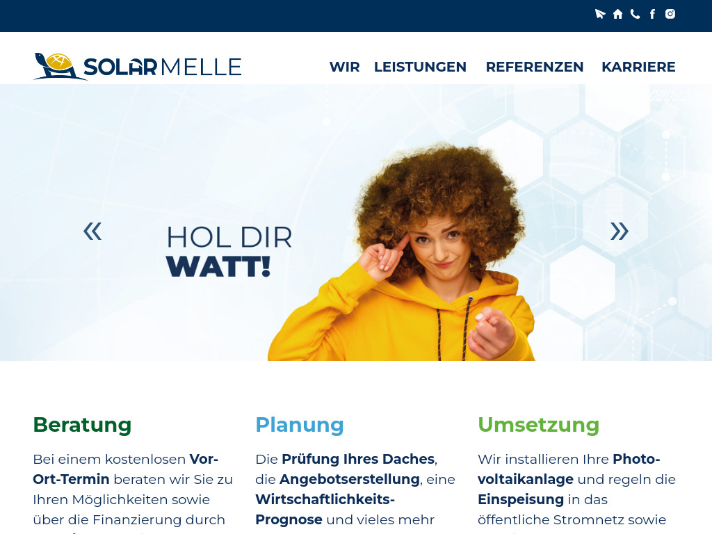 Website von Solartechnik Melle GmbH & Co. KG in Twistringen-Heiligenloh