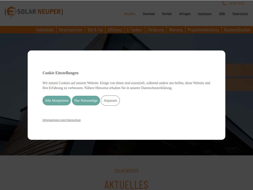 Website von Solar Neuper