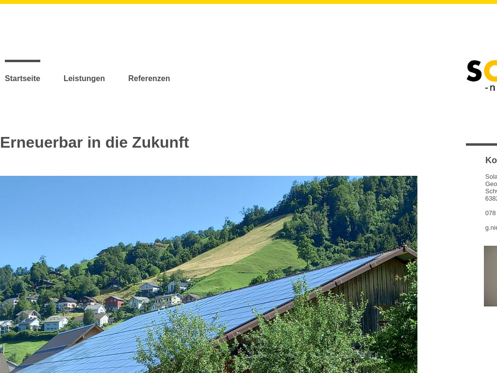 Website von Solar Niederberger AG in Büren