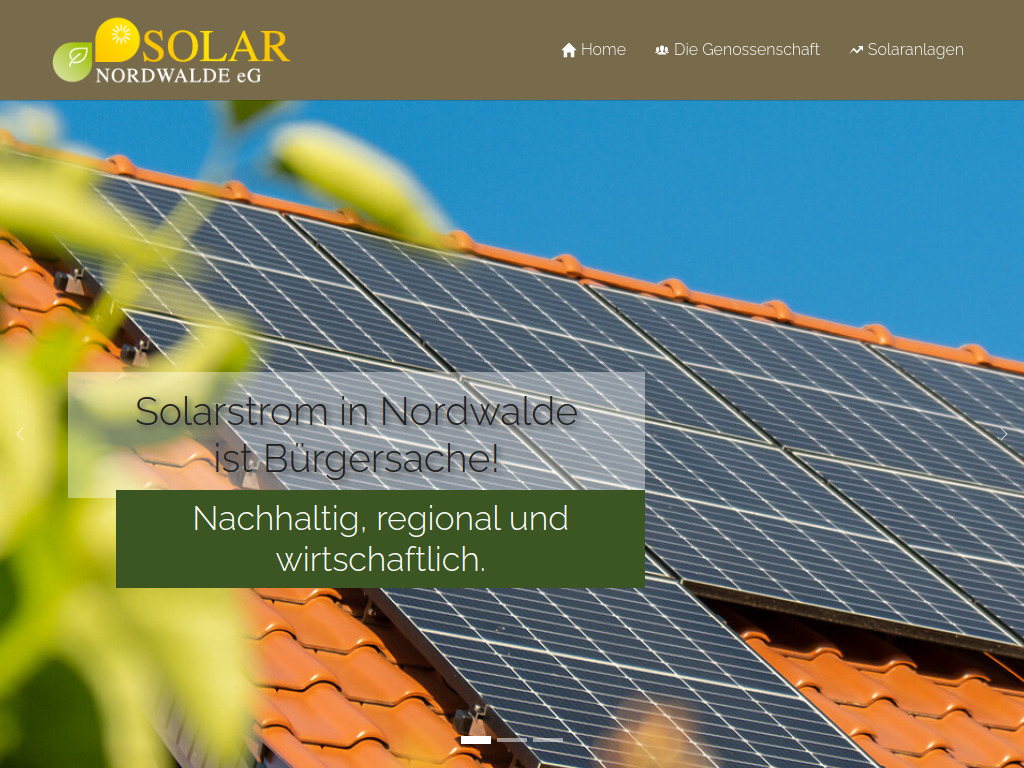 Website von SOLAR NORDWALDE eG in Nordwalde