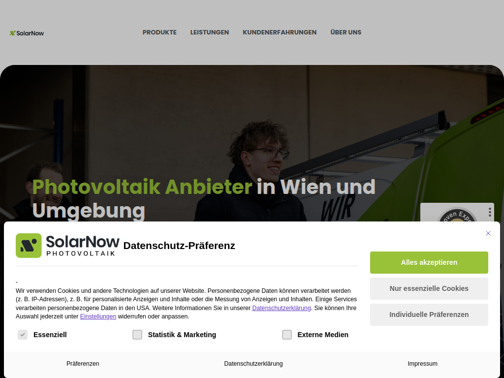 Website von SolarNow Photovoltaik GmbH in Brunn am Gebirge