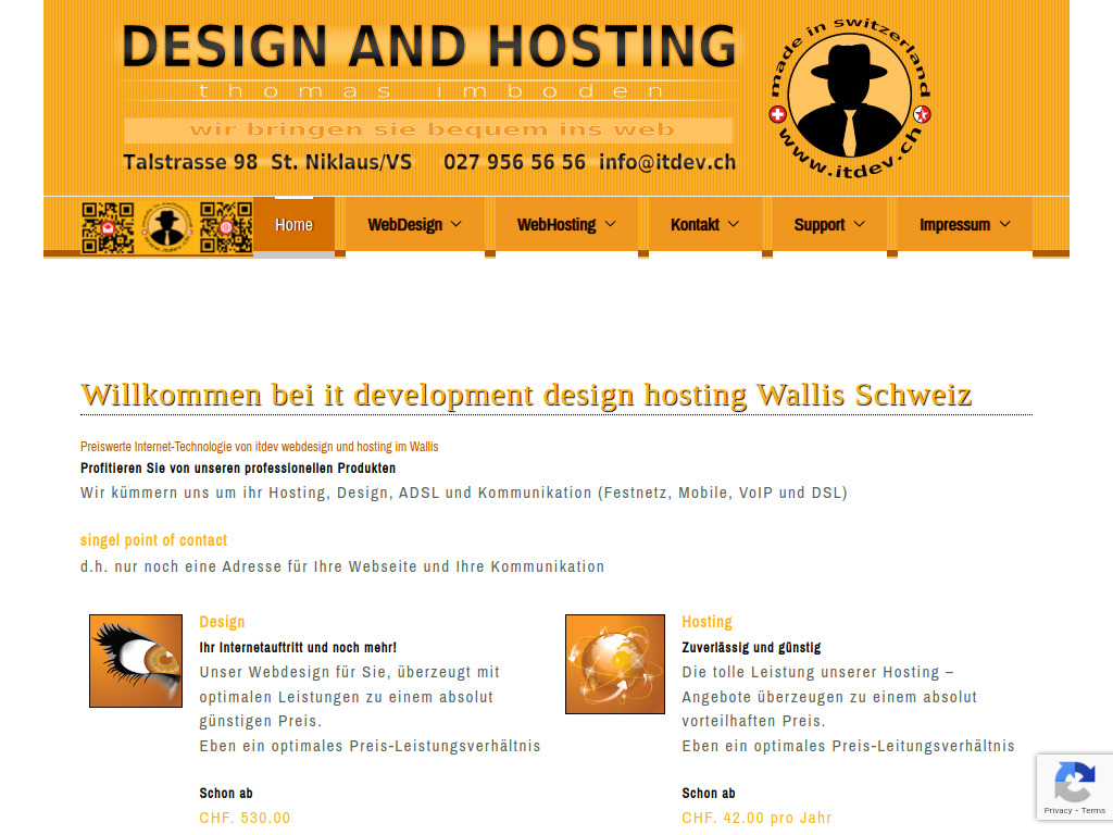 Website von Imboden itdev in St. Niklaus
