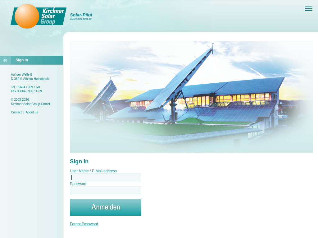 Website von Kirchner Solar Group GmbH in Alheim-Heinebach