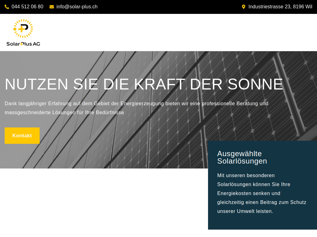 Website von SolarPlus AG in Wil