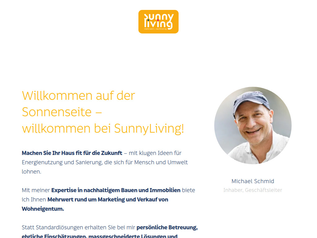 Website von SunnyLiving GmbH in Schaffhausen