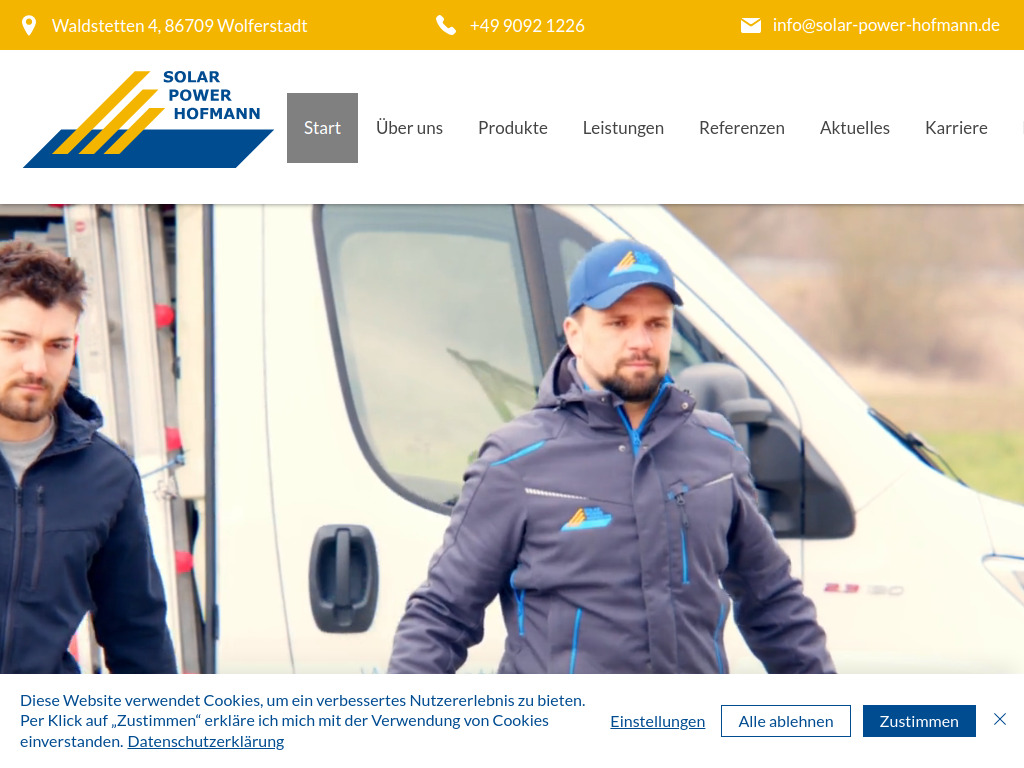 Website von Solar-Power Hofmann GmbH in Wolferstadt