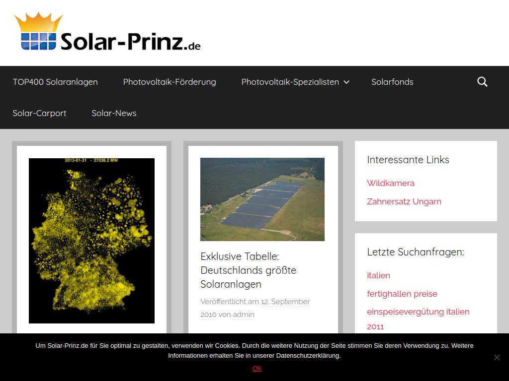 Website von Solar-Prinz in Bonn