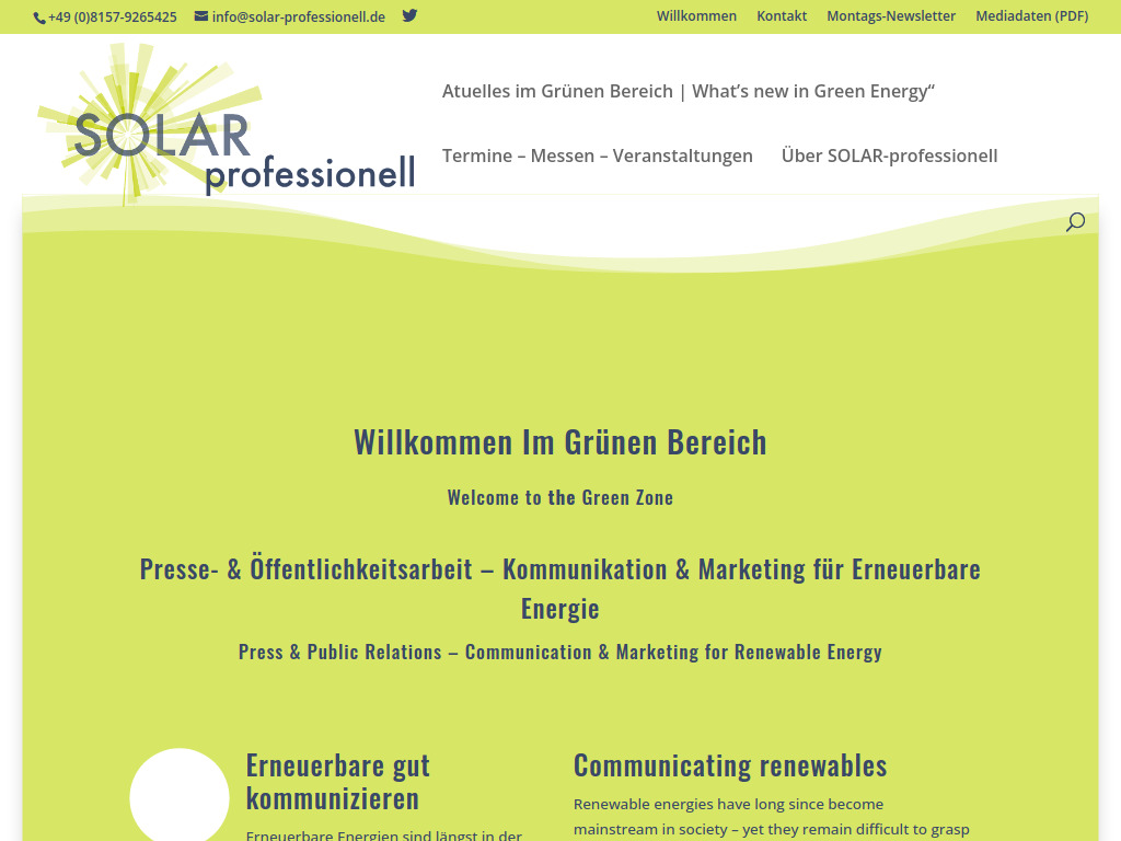 Website von SOLAR-professionell in München