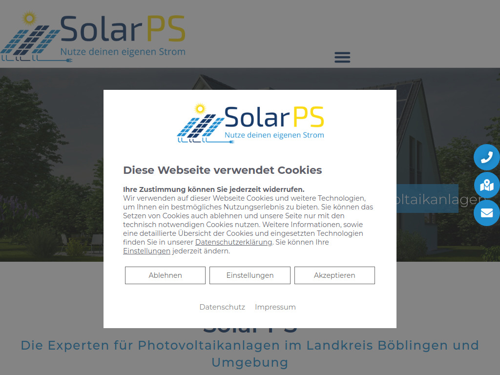Website von Solar PS GmbH in Böblingen