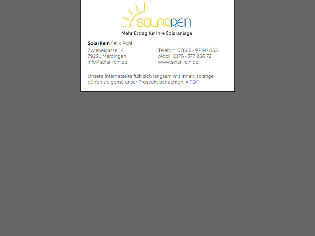 Website von SolarRein Felix Pohl in Merdingen