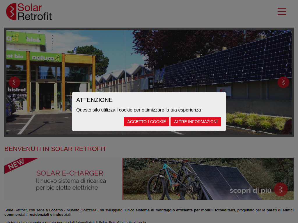 Website von Solar Retrofit in Locarno