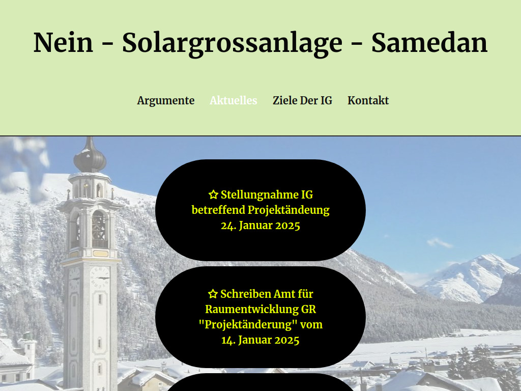 Website von nein-solargrossanlage-samedan.ch in Samedan