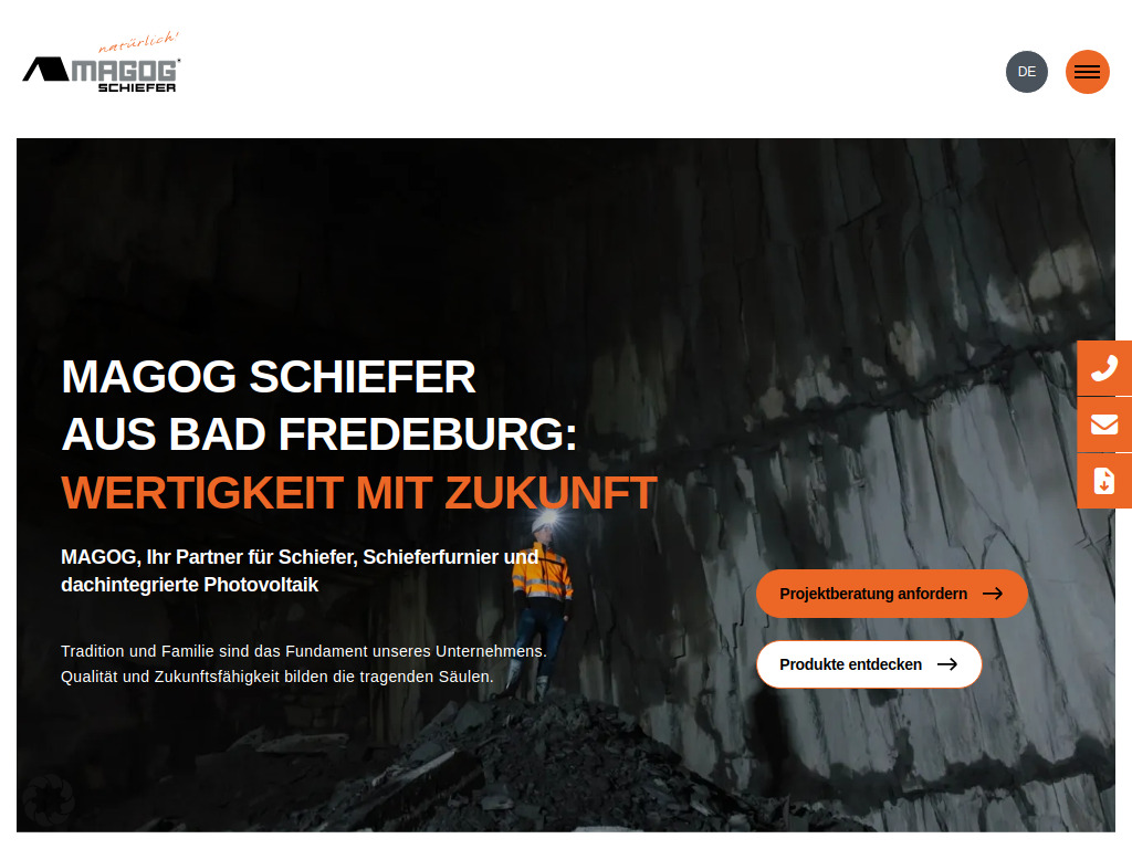 Website von Schiefergruben Magog GmbH & Co. KG in Schmallenberg
