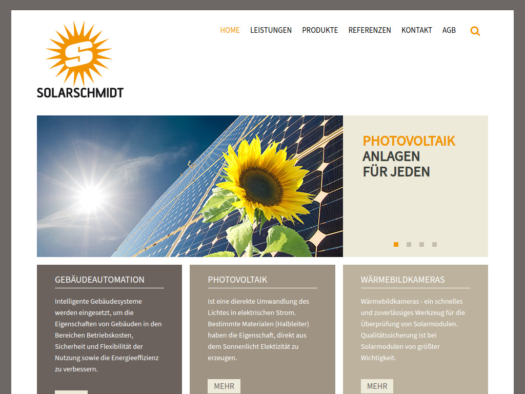 Website von SOLARSCHMIDT in Schönheide