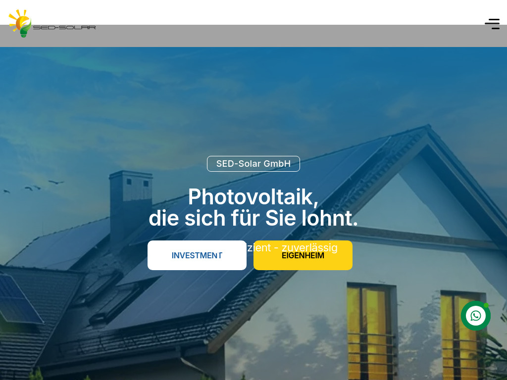 Website von SED-Solar GmbH in Nürnberg