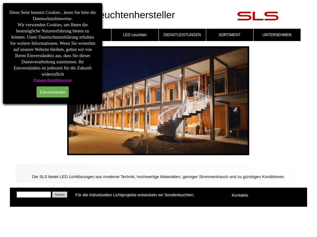 Website von SLS, Swiss Lighting Solution in Ennetbaden