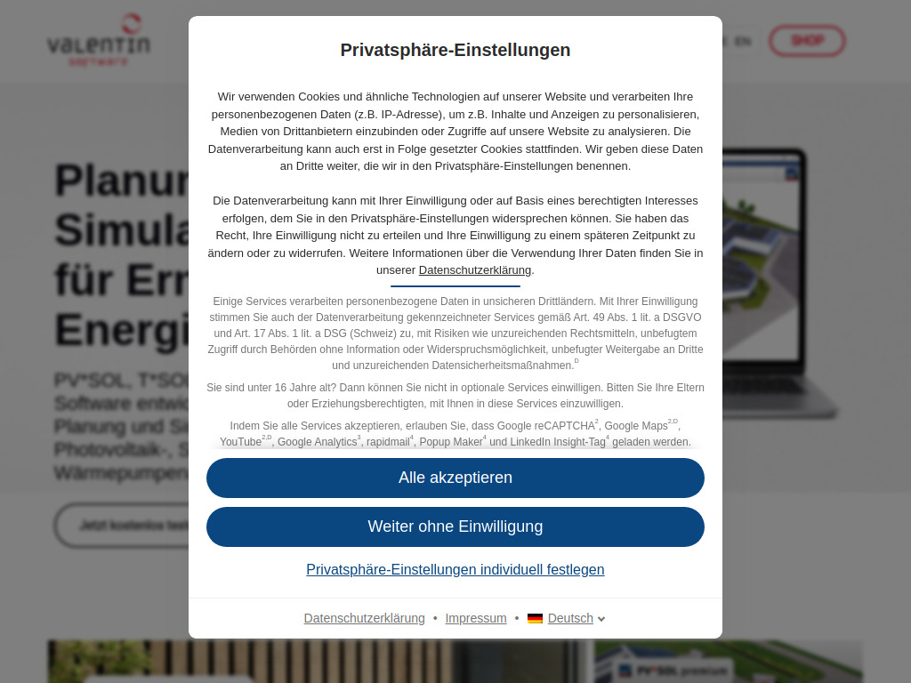 Website von Valentin Software GmbH in Berlin