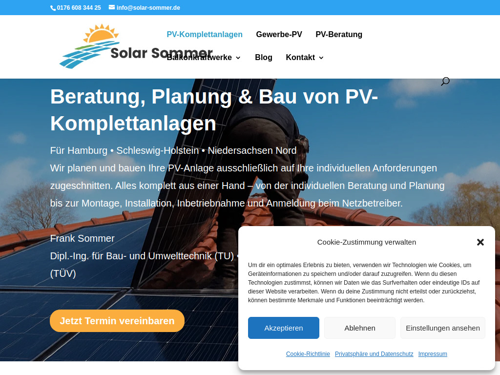 Website von SOLAR SOMMER PV-Komplettanlagen in Hamburg