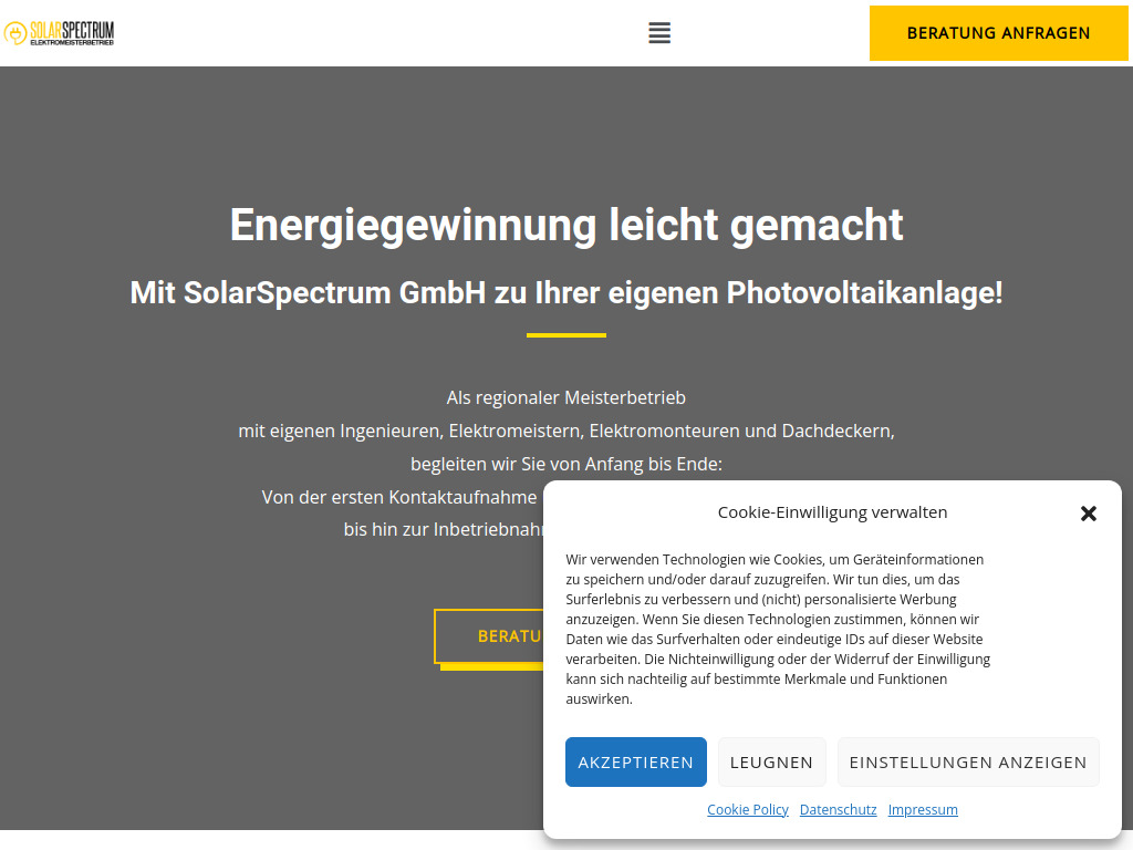 Website von SolarSpectrum Safi GmbH in Seeheim-Jugenheim