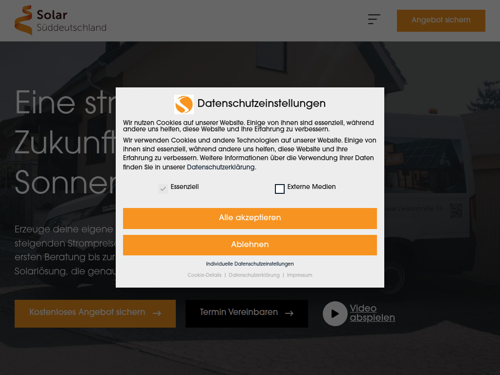 Website von Solar Süddeutschland GmbH in Offenburg