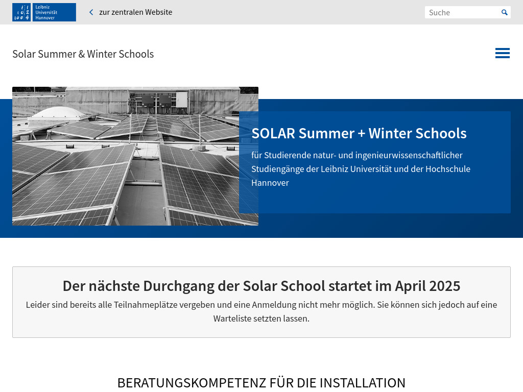 Website von Leibniz Universität Hannover in Hannover