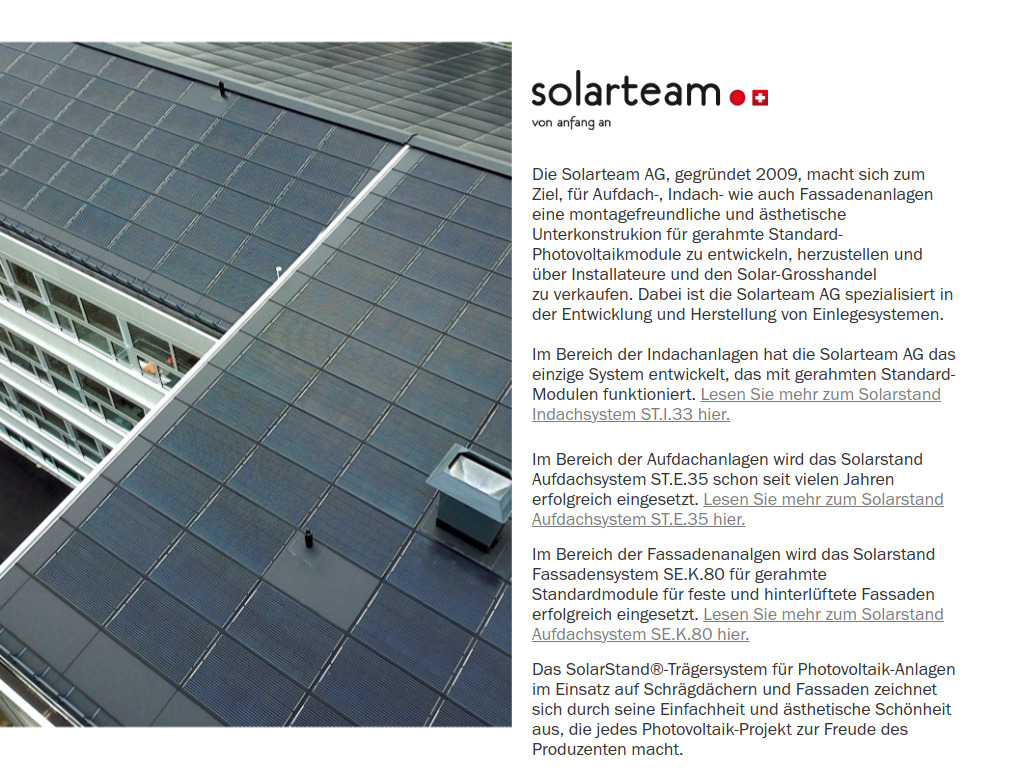 Website von Solarteam AG in Rotkreuz