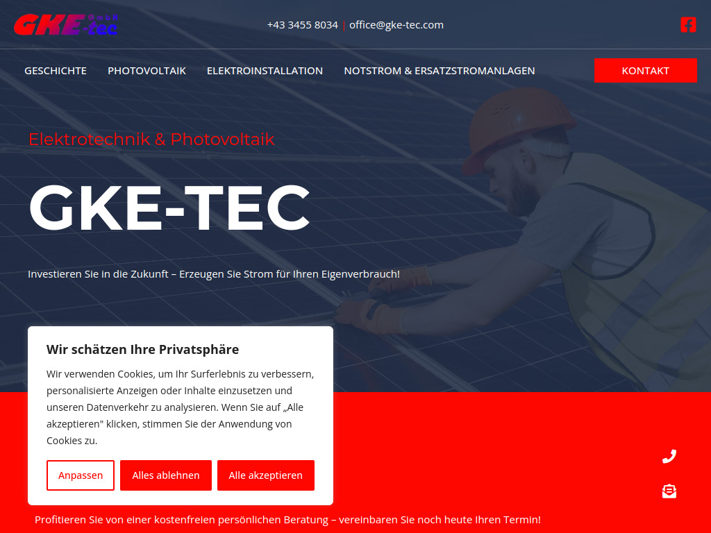 Website von GKE-tec GmbH in Oberhaag