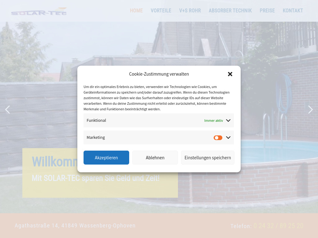 Website von Solar-Tec Frank van Helden in Wassenberg-Ophoven
