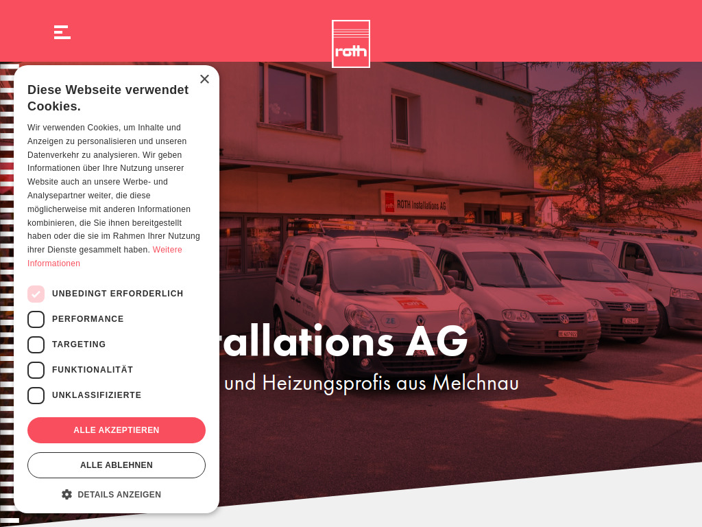 Website von Roth Installations AG in Melchnau
