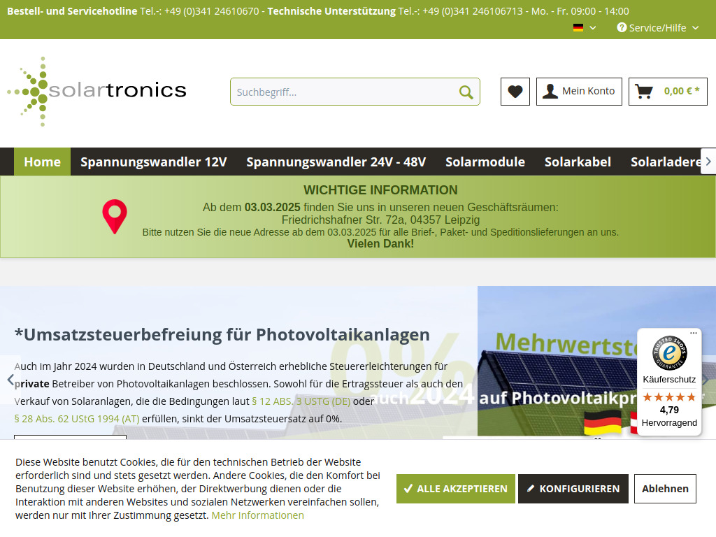 Website von solar-tronics.de in Leipzig