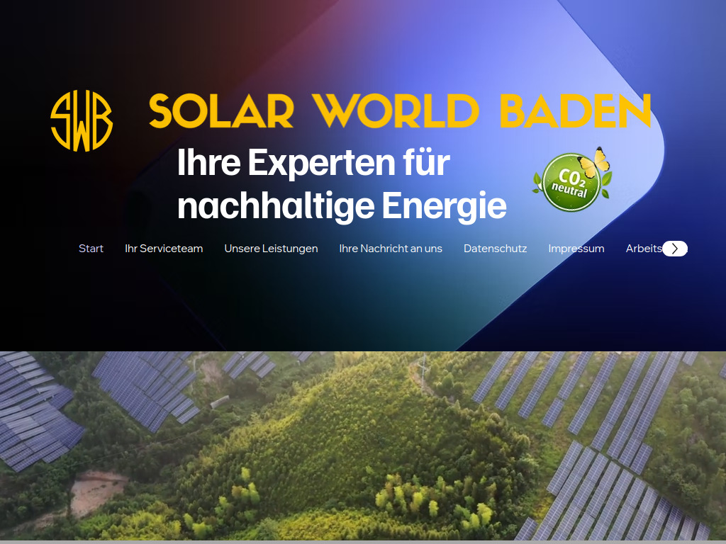 Website von Solar World Baden in Durmersheim