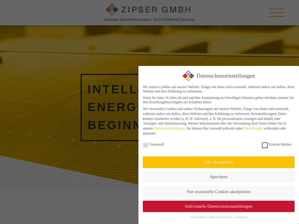 Website von Zipser GmbH in Bartholomä