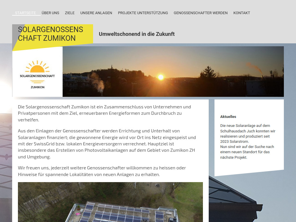 Website von Solargenossenschaft Zumikon in Zumikon