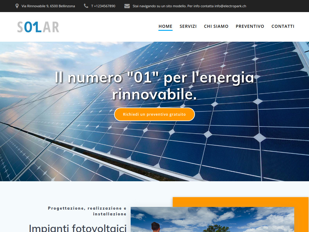 Website von Solar 01 SA in Bellinzona
