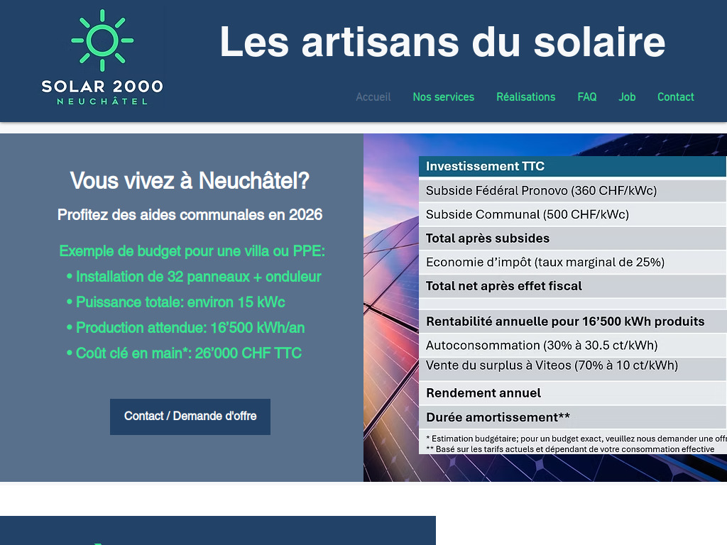 Website von Solar 2000 Sàrl
