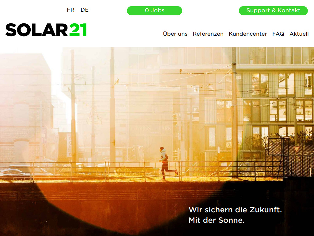 Website von Solar21 AG in Zürich