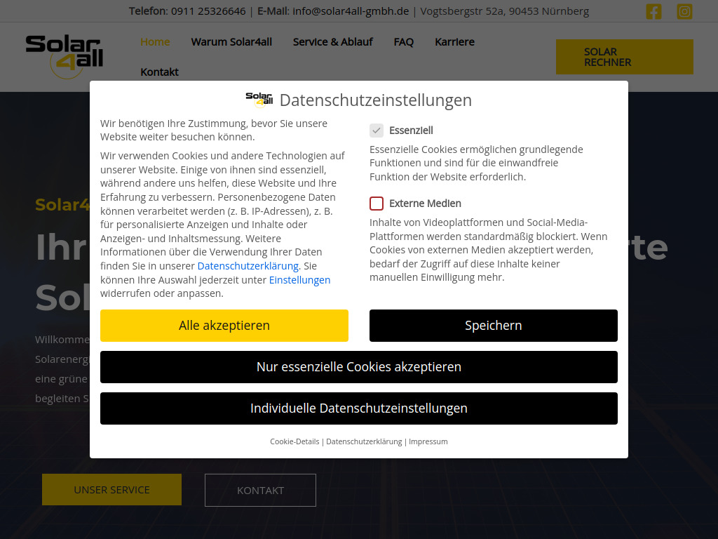 Website von Solar 4 All GmbH in Nürnberg