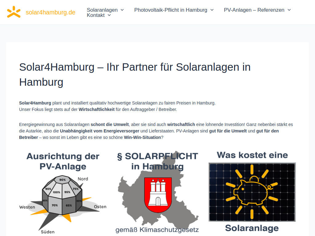 Website von Solar4Hamburg GmbH in Hamburg